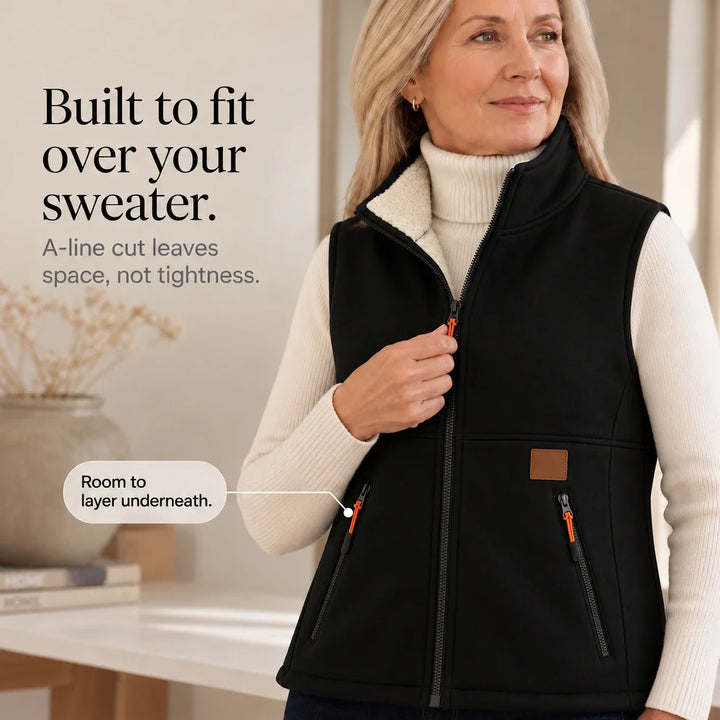 Veluna – Zip-Front Fleece High-Collar Vest