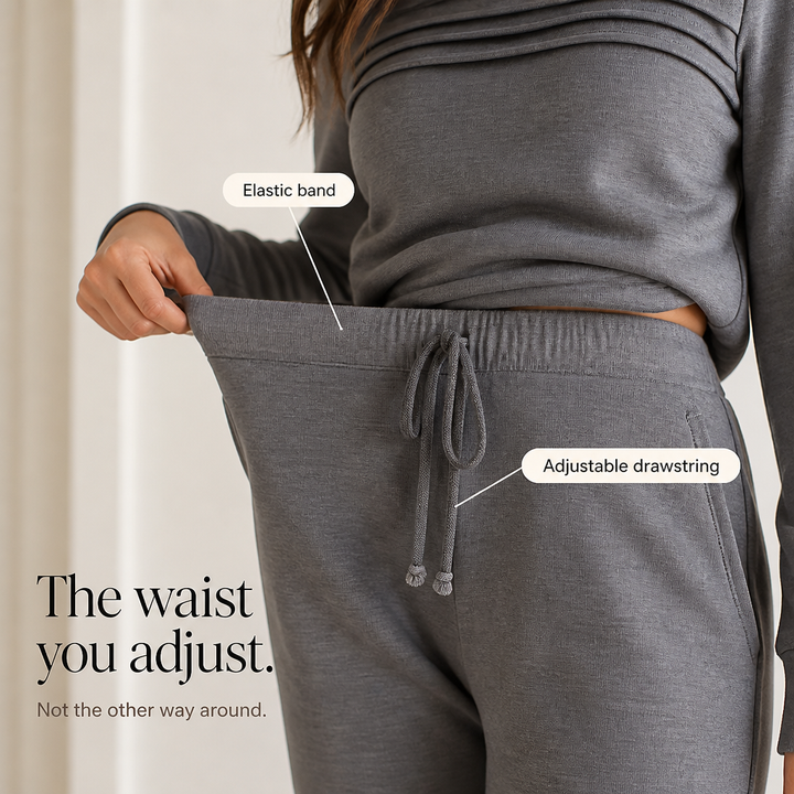 Wearbella – Pleated Crew Neck Drawstring Waist Lounge Set