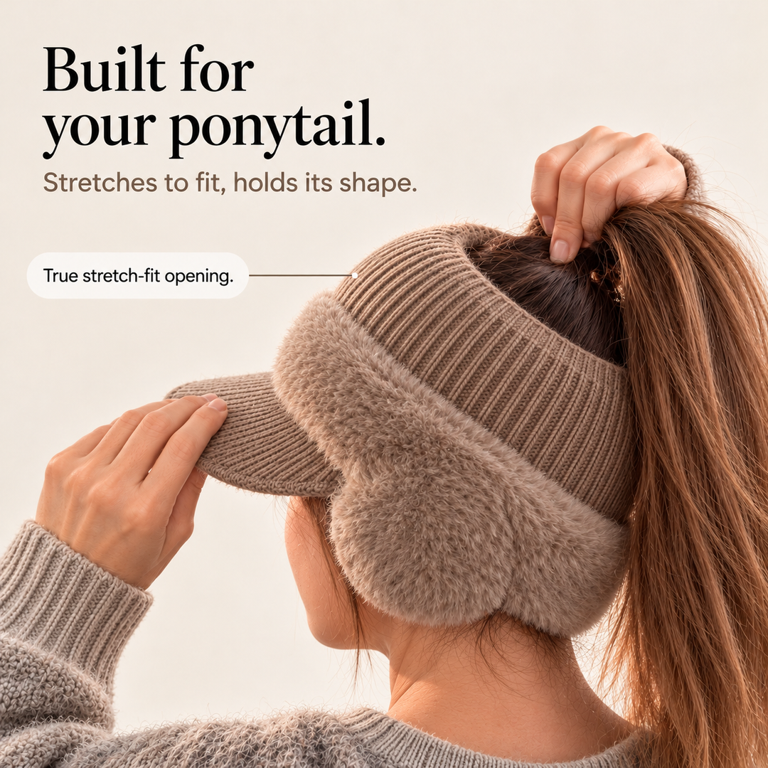 Warmelle – Open-Crown Knitted Ponytail Beanie