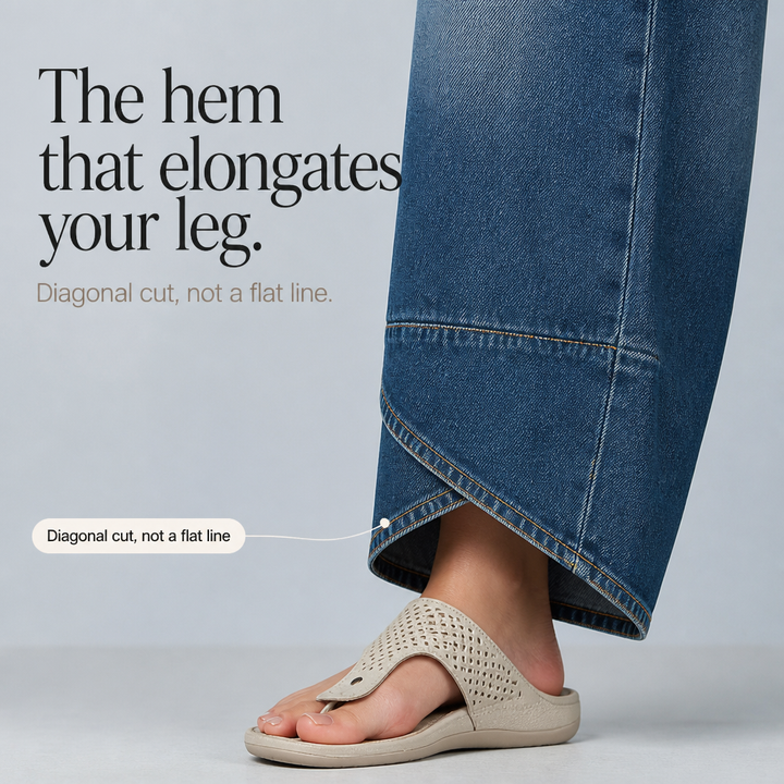 Verlace – Asymmetric Stepped-Hem Wide-Leg Jeans