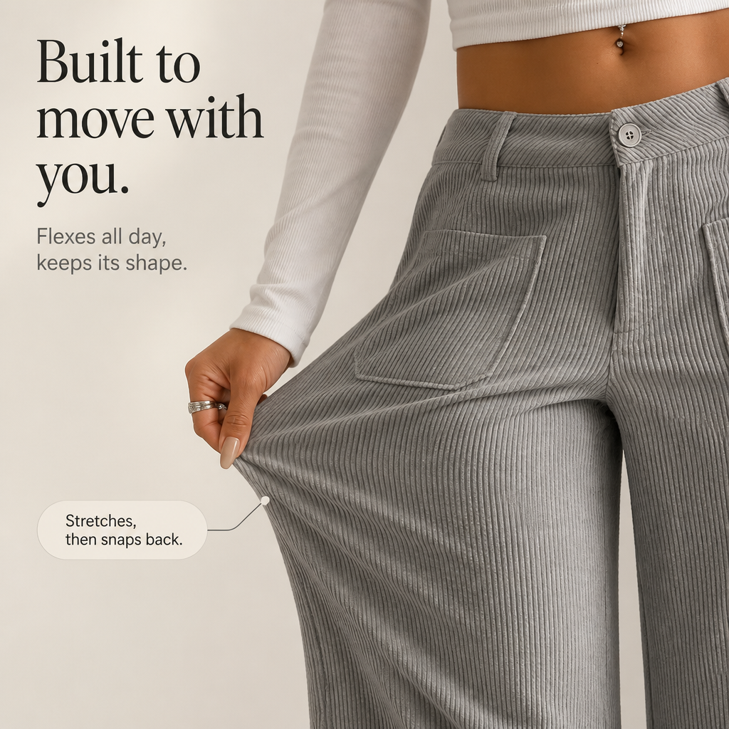 Wovella – Stretch Corduroy-Look Wide-Leg Trousers