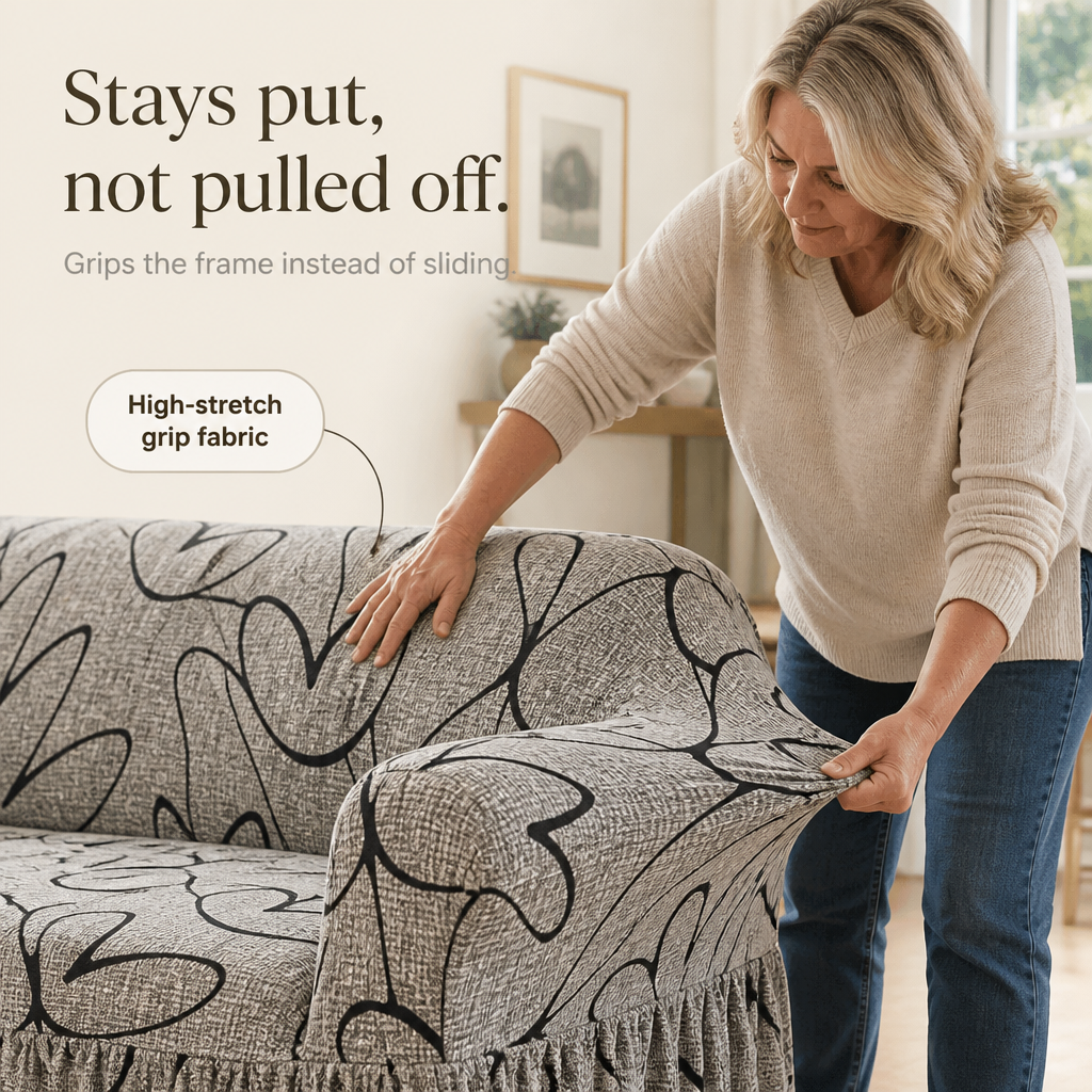 Hemvale – Ruffled Hem Stretch Sofa Cover