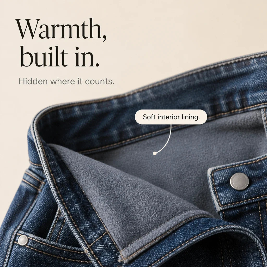 Warmelle – Fleece-Lined High-Waisted Wide-Leg Jeans