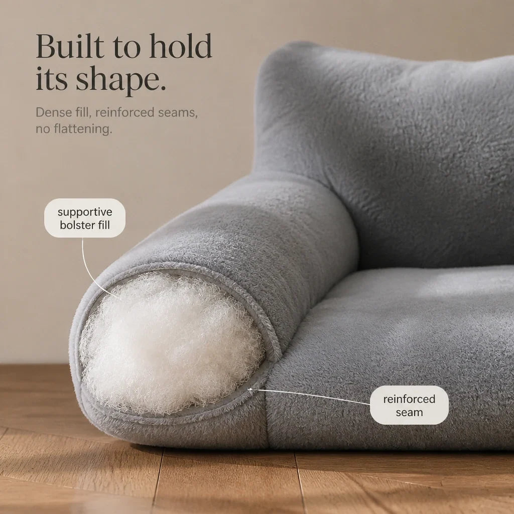 HearthPaw – Plush Sofa-Shaped Cat Bed