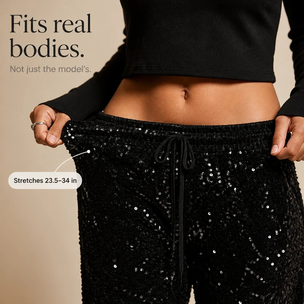 Sequinelle – Sequin Straight-Leg Trousers