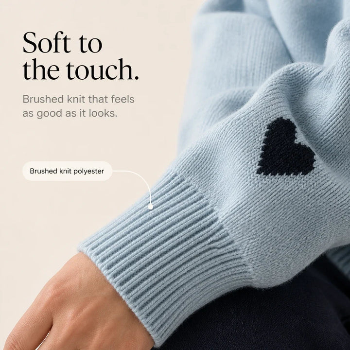 Lovelle – Heart-Pattern Quarter-Zip Sweater
