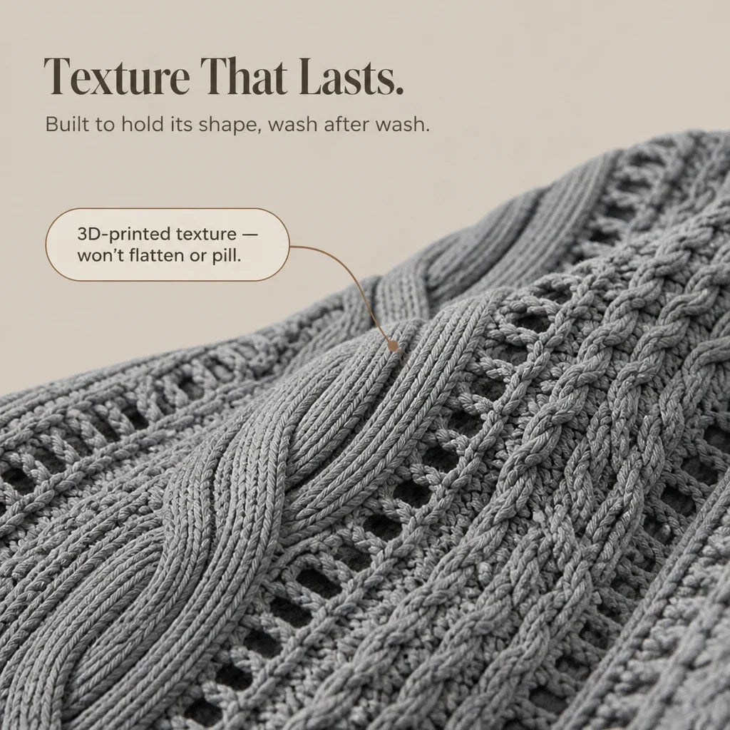 CozyCabled – Color-Block Faux Cable-Knit Quarter-Zip Pullover