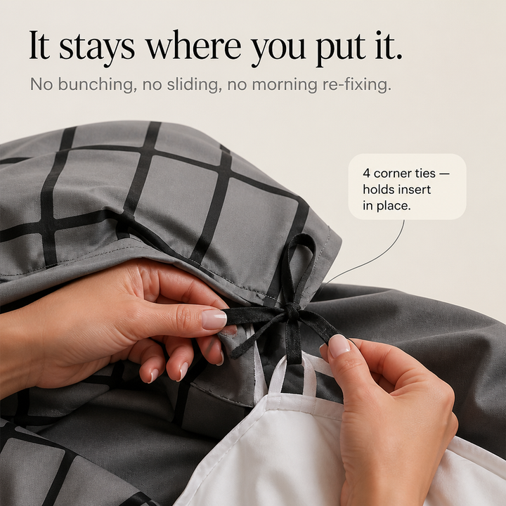Gridfolia – Geometric Plaid-Grid Duvet Cover Set