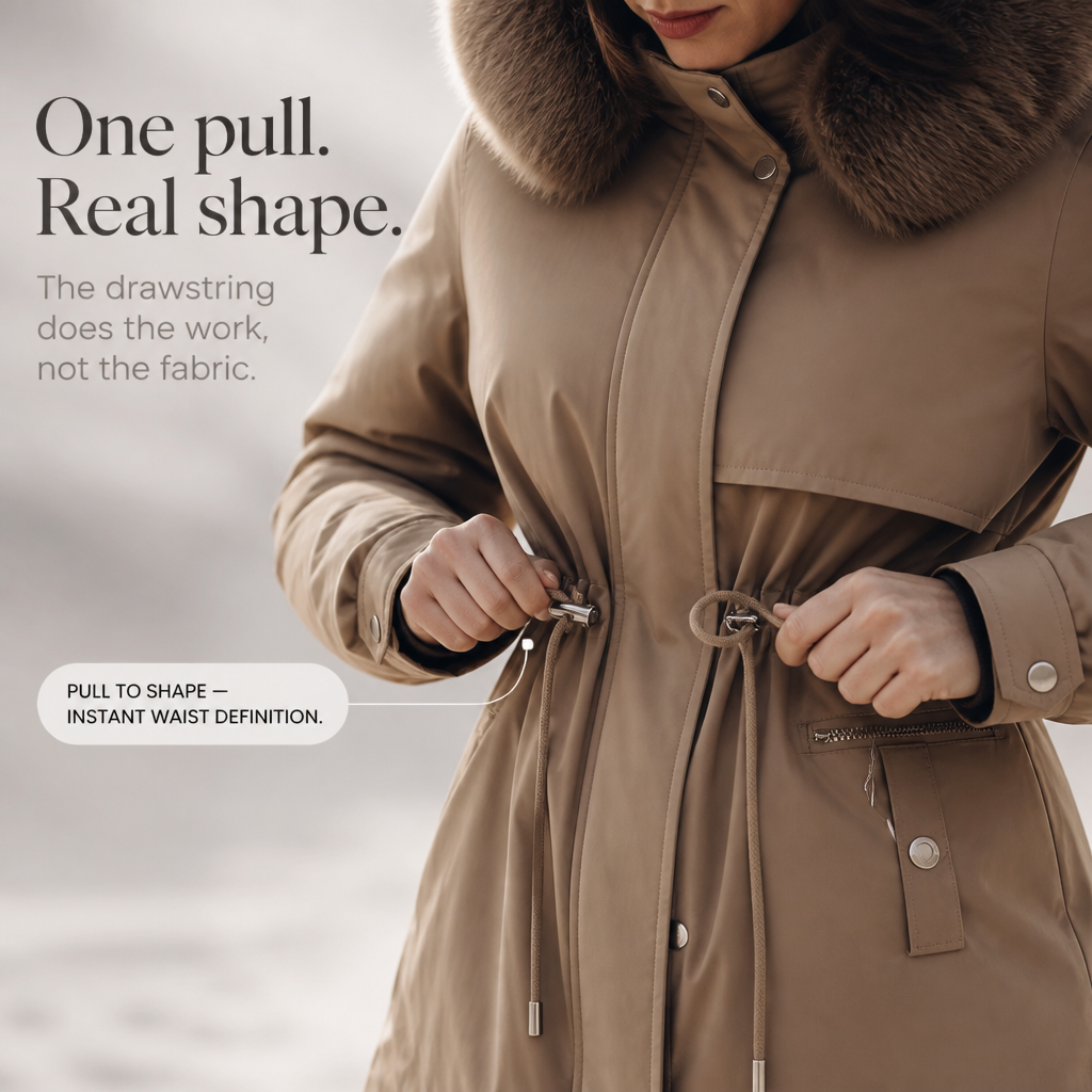 Veluxe – Fur-Trim Waist-Cinch Quilted Parka