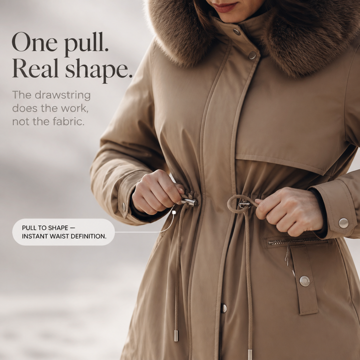 Veluxe – Fur-Trim Waist-Cinch Quilted Parka