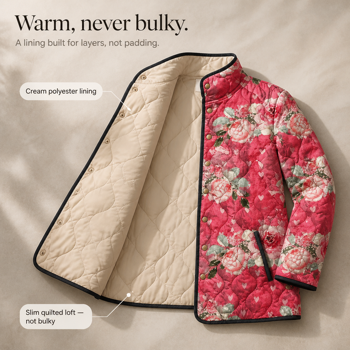 Wearbella – Floral Print Quilted Puffer Jacket