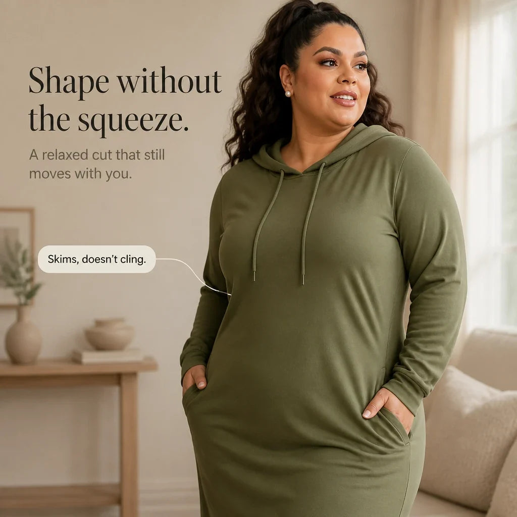 Easehaven – Hooded Pocket Knit Maxi Dress