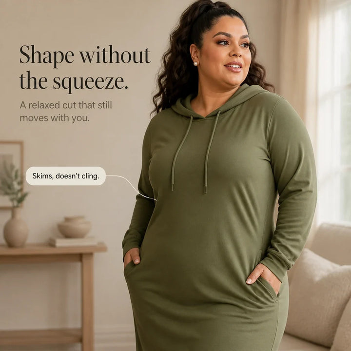 Easehaven – Hooded Pocket Knit Maxi Dress