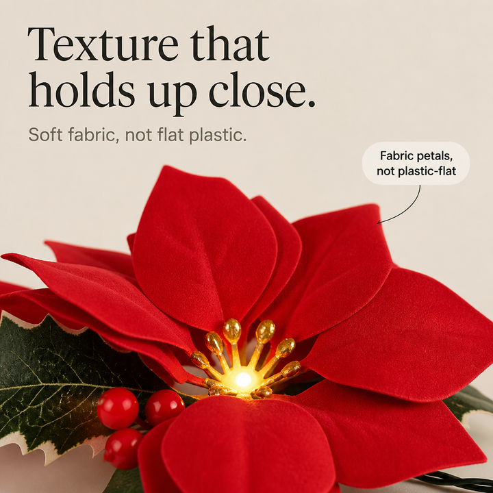 Hollyvia – Poinsettia LED Light-Up Garland