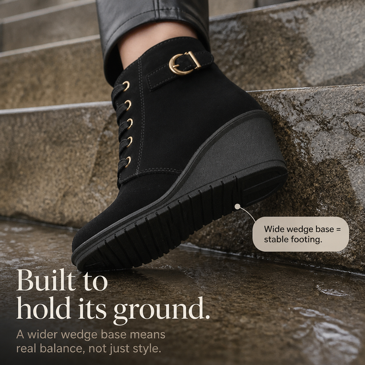Stepeasy – Water-Repellent Side-Zip Wedge Ankle Boots