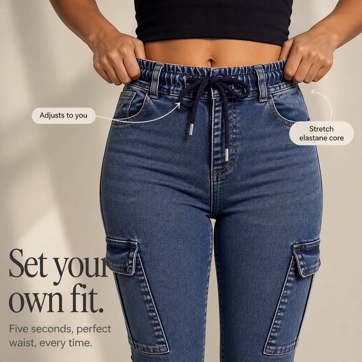 DenimEase – Stretch Denim Cargo Jeggings