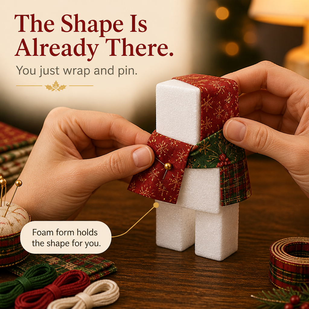 Patchtrim – No-Sew Patchwork Santa Ornament Kit