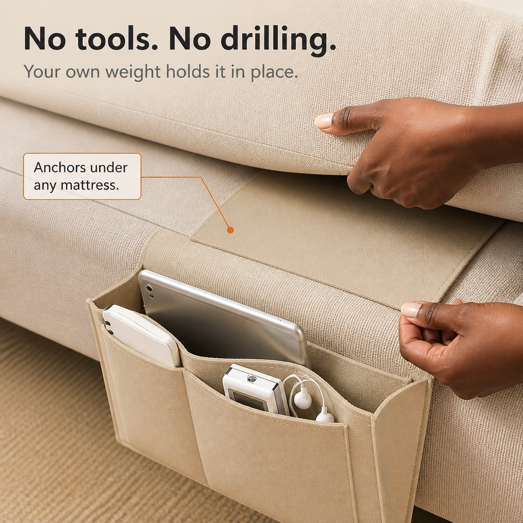 Bedvira – Under-Mattress Hanging Bedside Storage Caddy