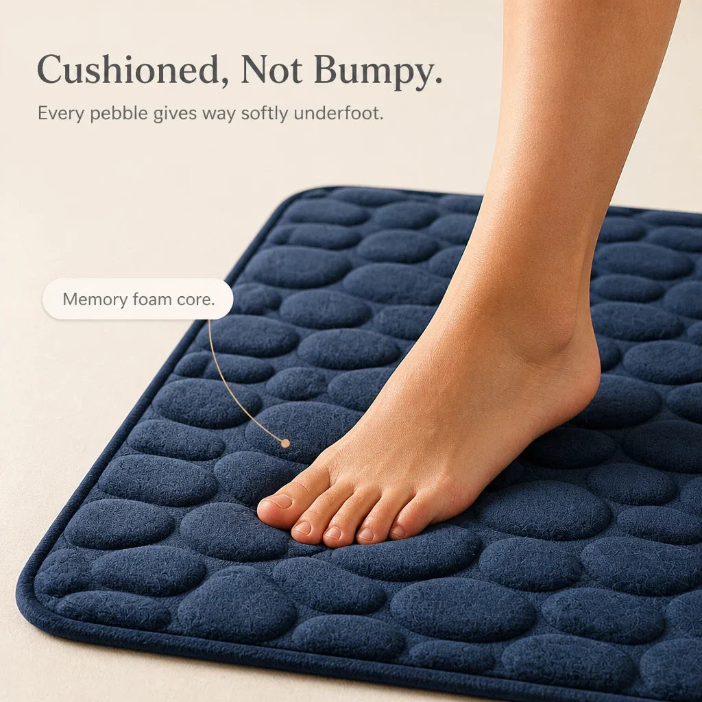 PebbleNest – Pebble-Textured Memory Foam Bath Mat