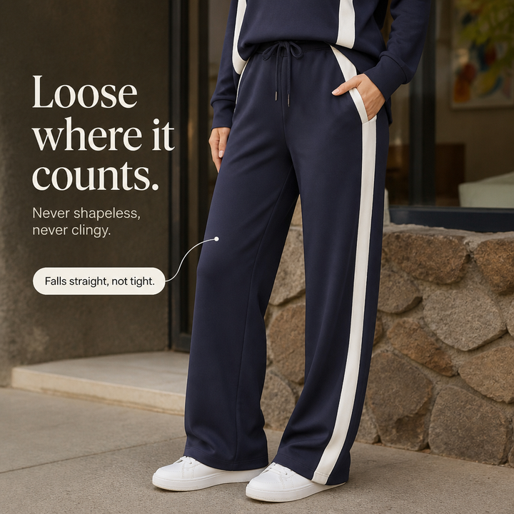 Lunessa – Contrast Stripe Wide-Leg Lounge Set