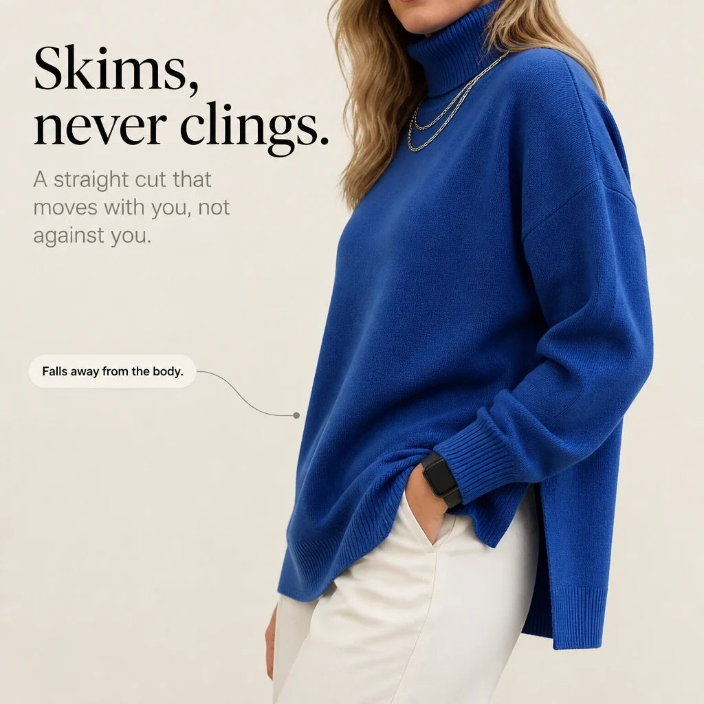 Wearbella – Ribbed High-Neck Side-Slit Sweater