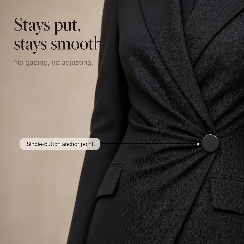 Velaire – Asymmetrical Wrap Linen-Look Blazer