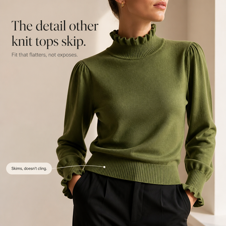 Ruffle & Row – Ruffled Trim Knit Top