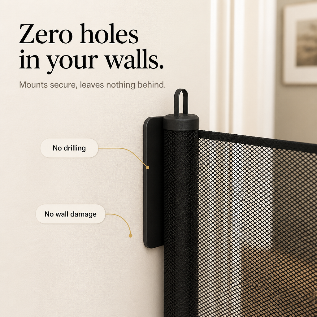 NoDrill Gate – Retractable Mesh Safety Gate