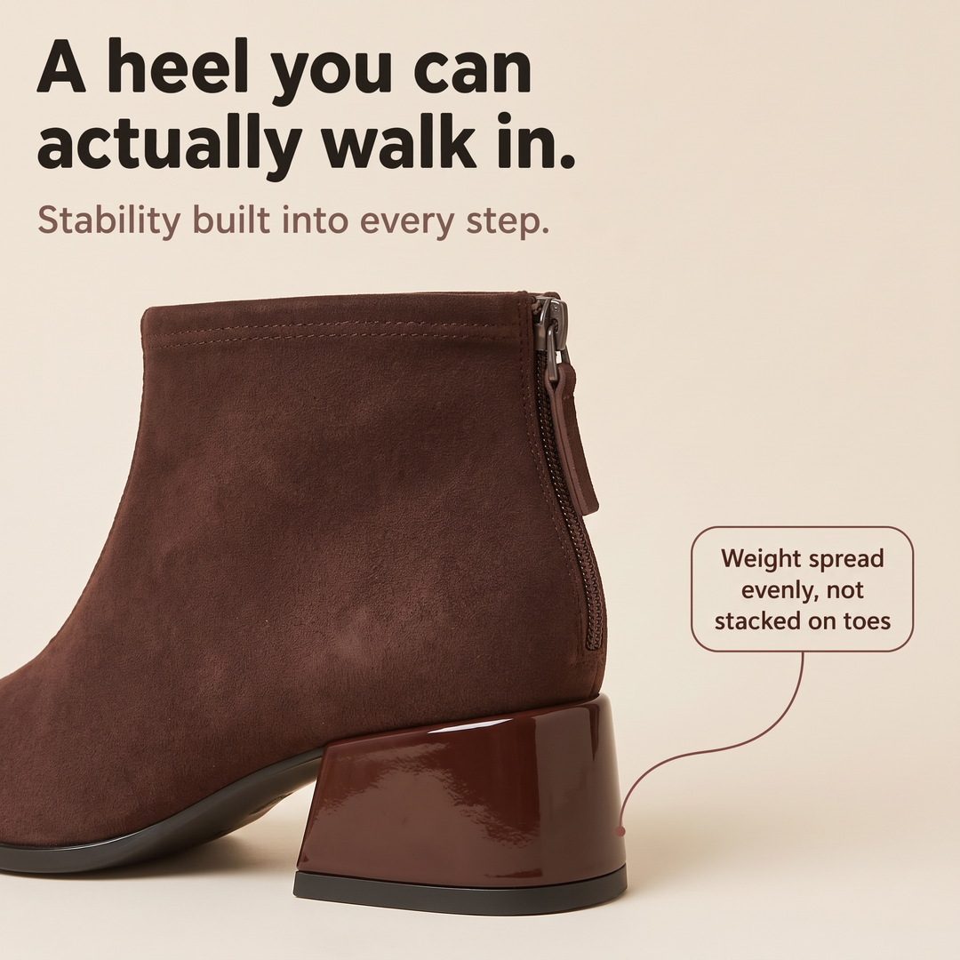 Solvera – Pointed-Toe Chunky Heel Ankle Boots