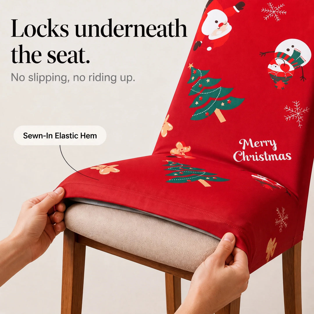 HollyHug – Christmas Stretch Dining Chair Covers (4 Pack)