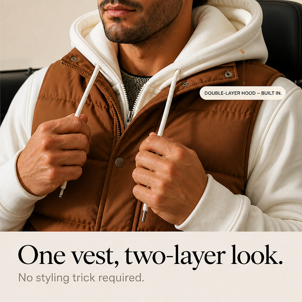 Wraverly – Layered Double Hood Puffer Vest