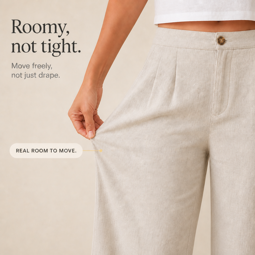Trueline – Cotton-Linen Wide Leg Trousers