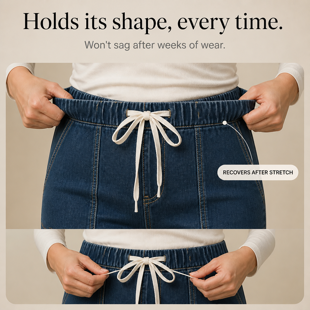 Wearbella – Drawstring Elastic-Waist Stretch Tapered Jeans