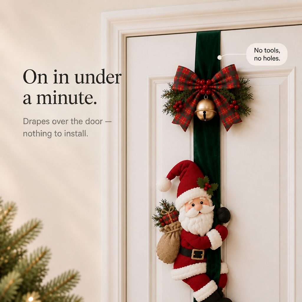Hollyhug – 3D Santa And Reindeer Christmas Door Hanging