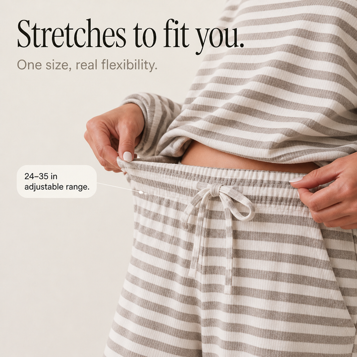Stripe & Ease – Striped Top And Drawstring Wide-Leg Pants Set
