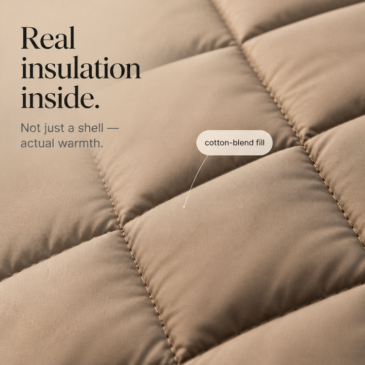 Quilted Ease – Square-Quilted Longline Hooded Vest