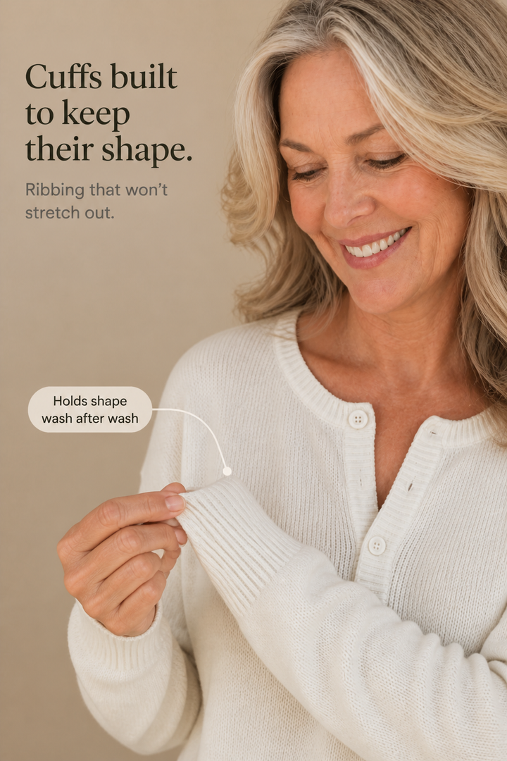 Wearbella – V-Neck Button Placket Knit Sweater