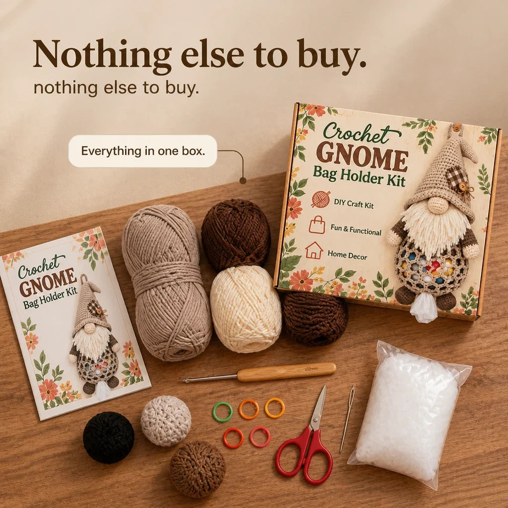Gnome & Gather – Crochet Gnome Bag Holder