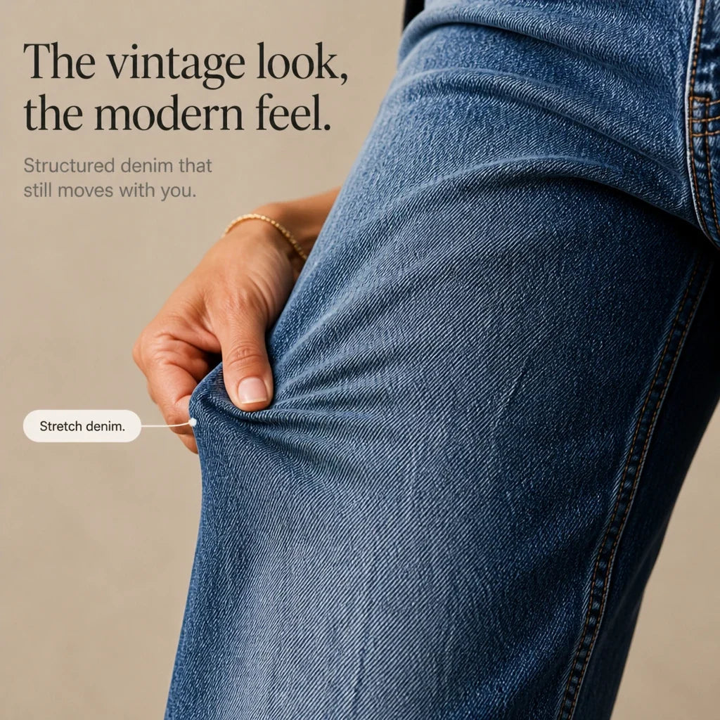 Vintara – Patch Pocket Distressed Straight-Leg Jeans