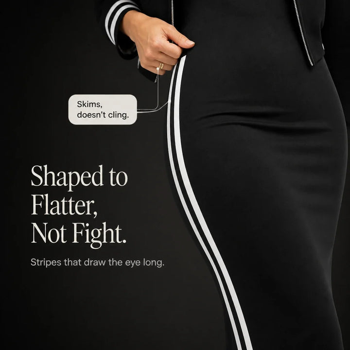 Stripe & Shape – Striped Bomber Jacket And Pencil Skirt Set