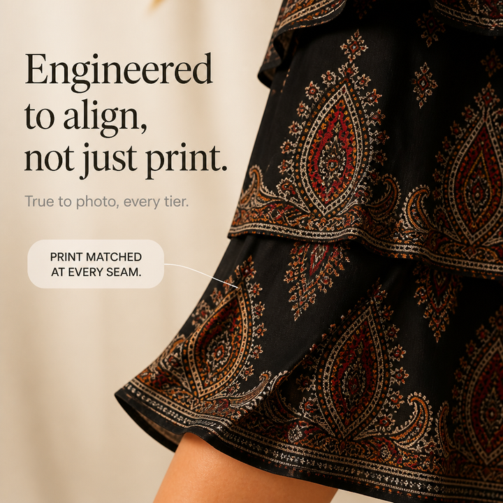 Wearbella – Tiered Paisley Print Split-Sleeve Midi Dress
