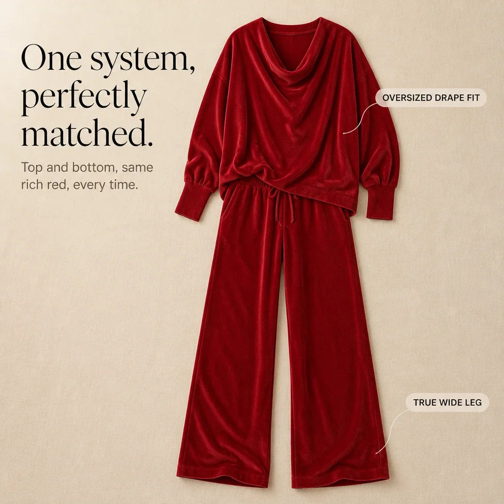 Pleat & Ease – Pleated Sweater And Wide-Leg Pants Set