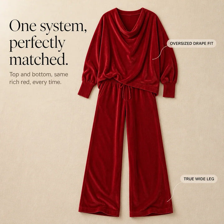 Pleat & Ease – Pleated Sweater And Wide-Leg Pants Set
