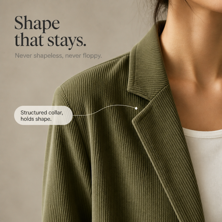 Corduraine – Notch Collar Single-Breasted Corduroy Blazer