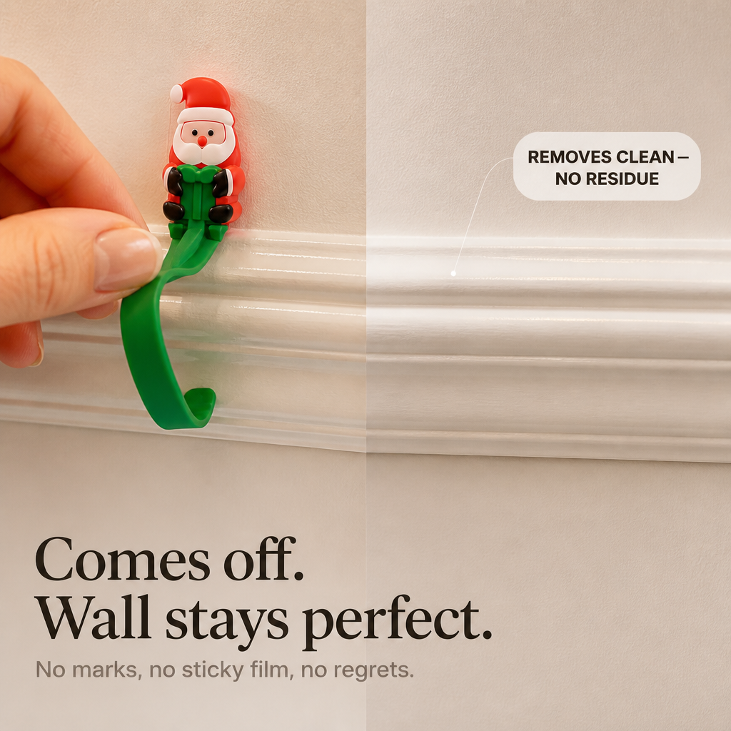 Santa Snaps – Santa-Shaped Adhesive Wall Hooks