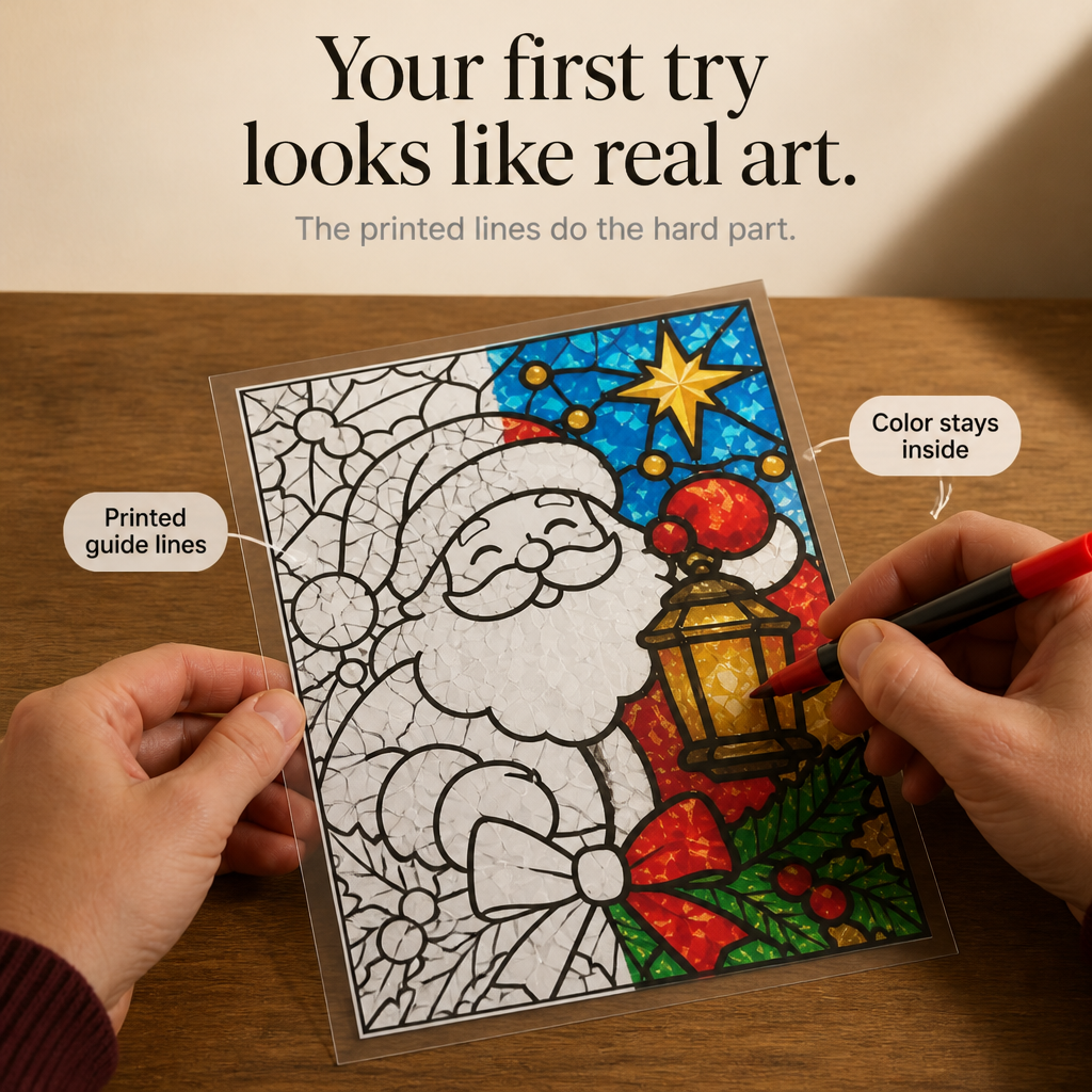 NoelGlow – Foil-Backed Christmas Stained Glass Art Kit