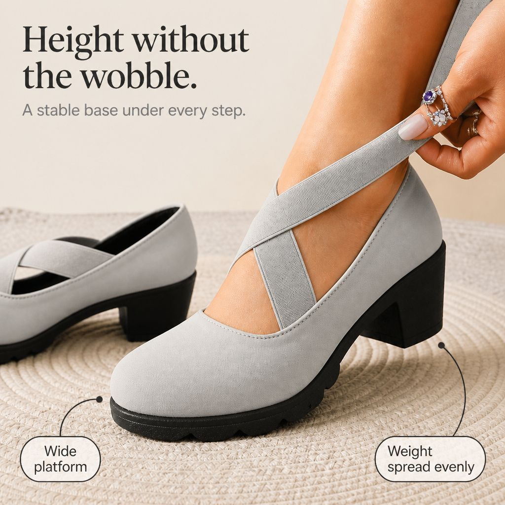 Flexara – Elastic Crisscross Platform Mary Jane Heels