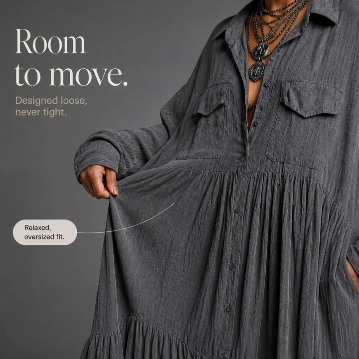 Rufflefield – Washed Ruffle Four-Pocket Shirt Dress