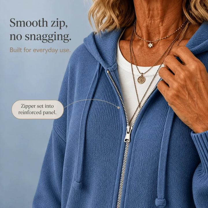 Cozyline – Zip-Front Hooded Knit Cardigan