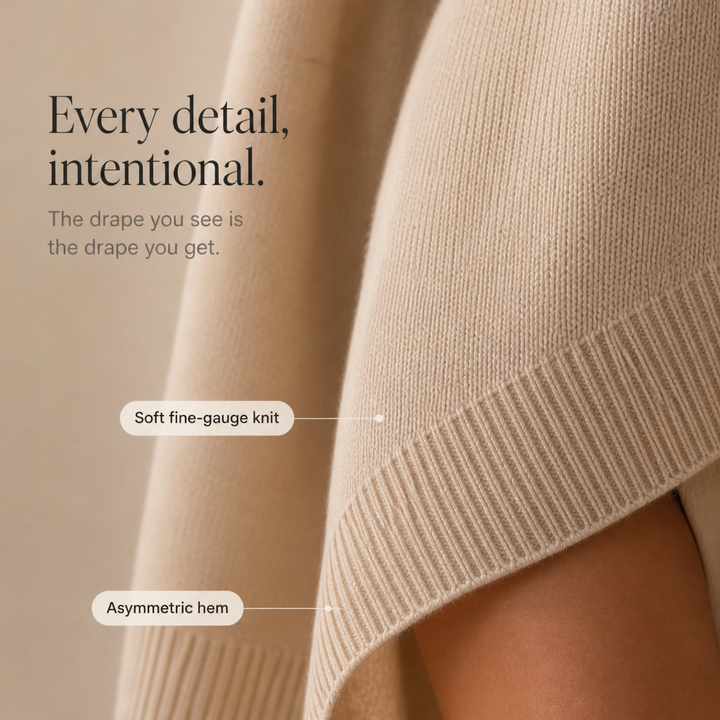 Livia – Oversized Wide-Sleeve Knit Poncho Sweater